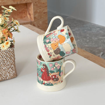 Countryside Hand-Painted Ceramic Couple Mugs