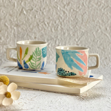 Taza de espresso pintada a mano con decoración bajo cubierta – 150ml