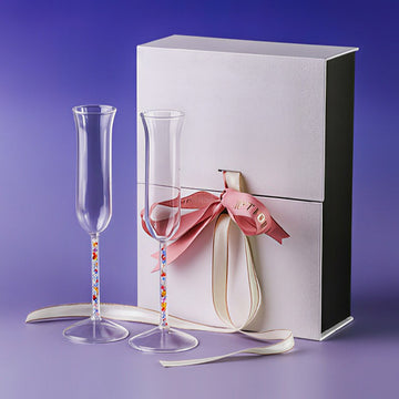 Set de regalo de copa de champán de vidrio con cristales de imitación – Copa elegante para vino espumoso