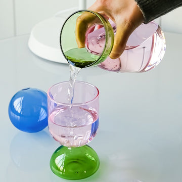 Pichet et gobelet en verre Color-Block