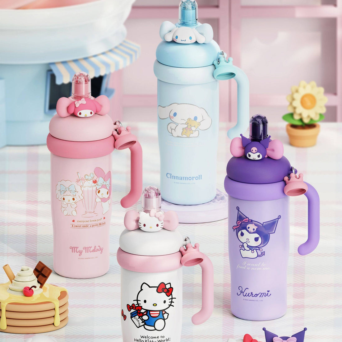 Sanrio Large Capacity Insulated Water Bottle with Handle | 960ml Stainless Steel Travel Bottle