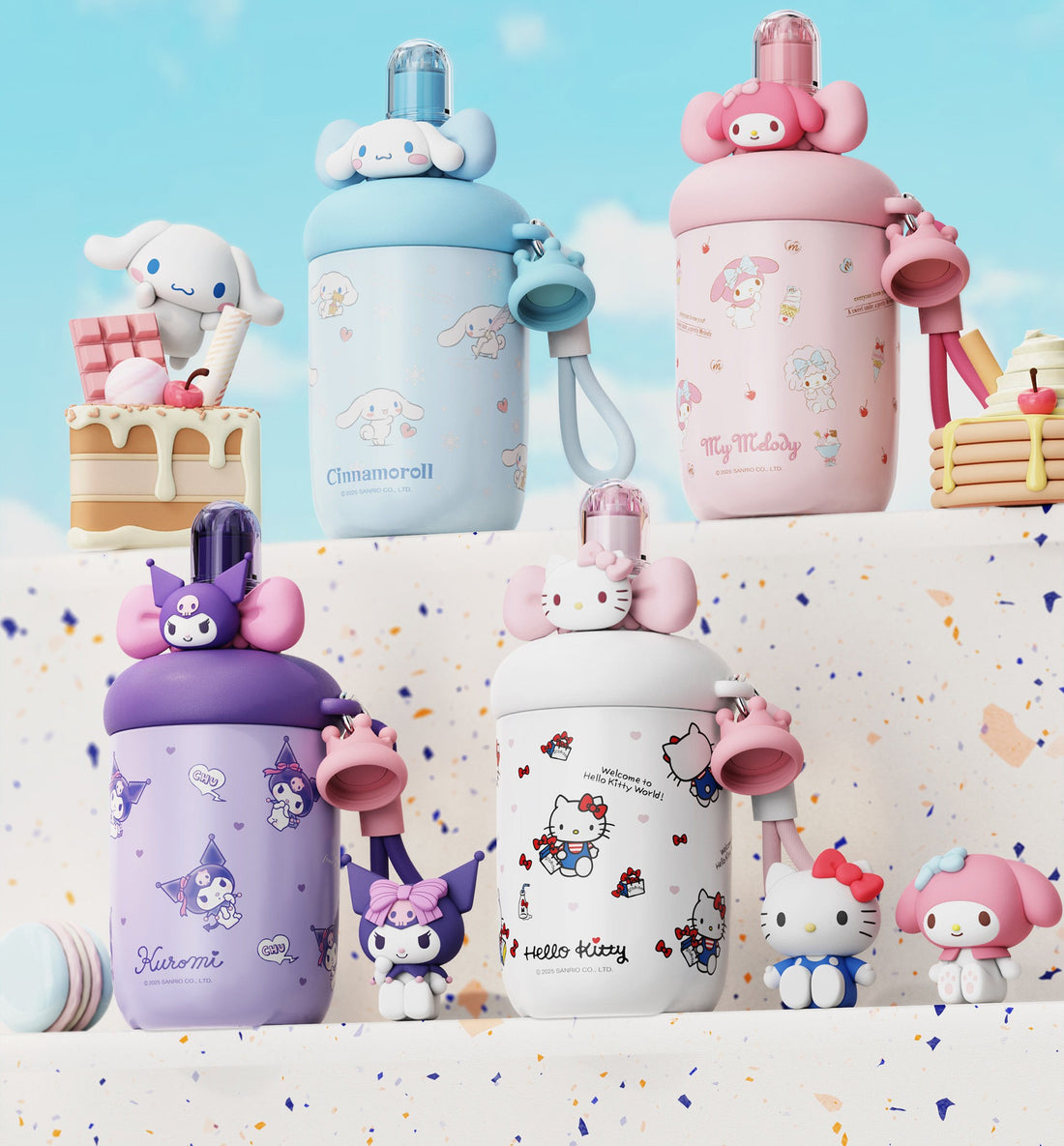 Sanrio Cute Character Straw Insulated Water Bottle | 560ml 316 Stainless Steel Bottle