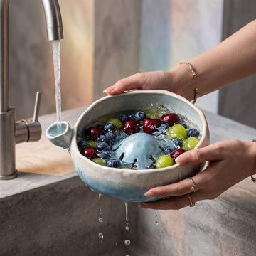 Berry Swirl Ceramic Colander Bowl