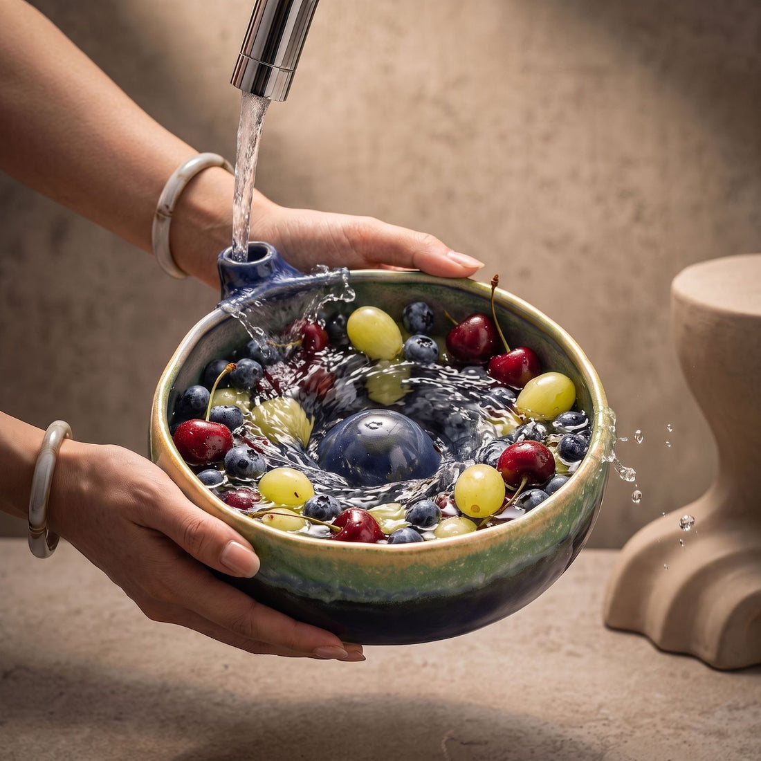 Berry Swirl Ceramic Colander Bowl