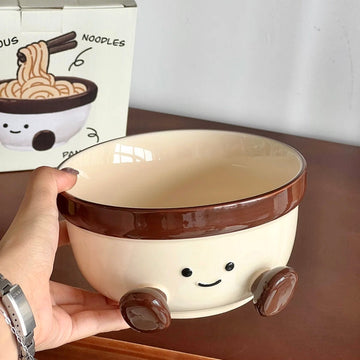Cute Footed Ceramic Bowl with Little Feet - 1000ML