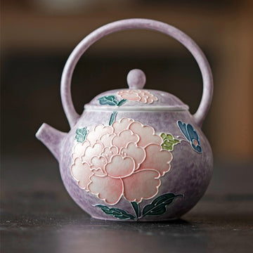 Hand-Painted Purple Peony Ceramic Tea & Coffee Collection